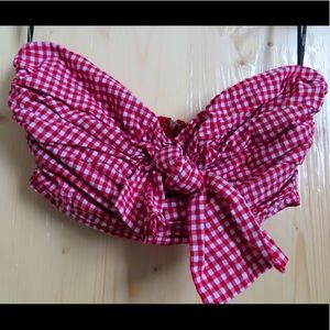 Adorable red and white gingham tube top with bow